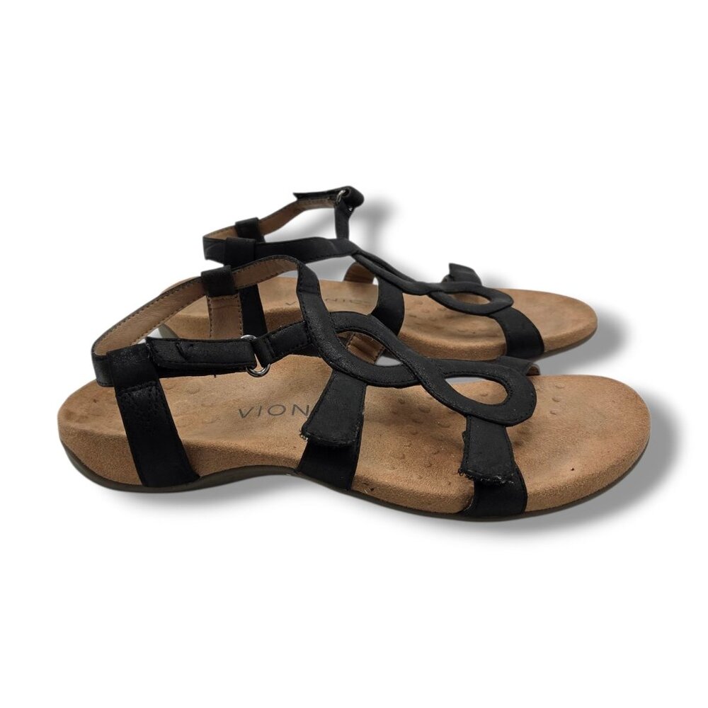 Vionic Rest Jodie Sandals Womens 7 Black‎ Orthopedic Strappy TVW5391
